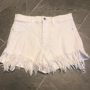 SNEAK PEEK frayed white shorts